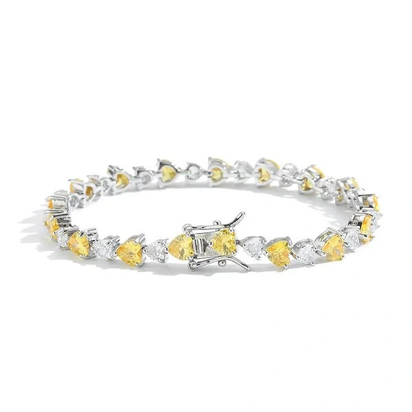 Pulseira riviera Love zircônias fancy yellow ródio branco