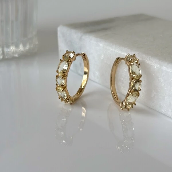 Brinco argola Lana zircônias turmalina menta ouro