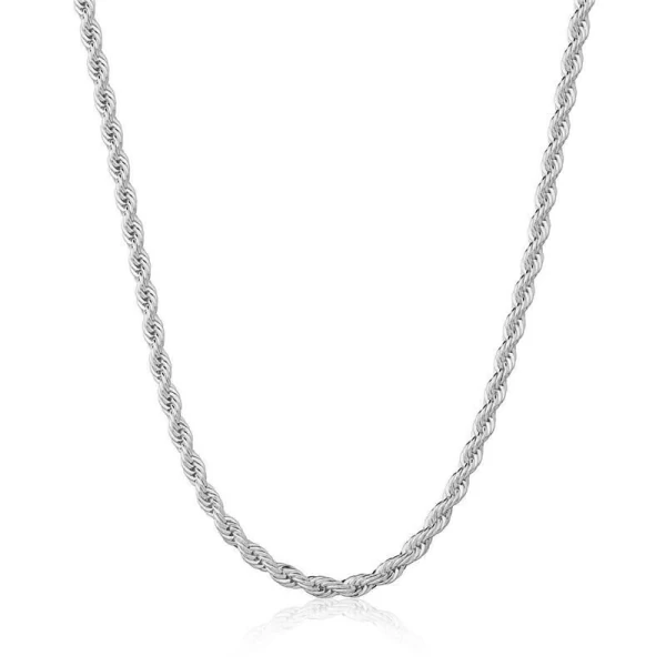 Colar cordão baiano ródio branco (45cm)