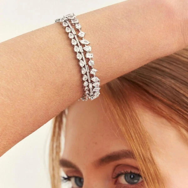 Pulseira riviera Parker zircônias brancas ródio branco