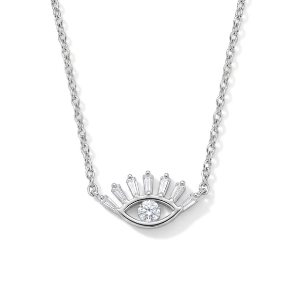 Colar olho cravejado ródio branco