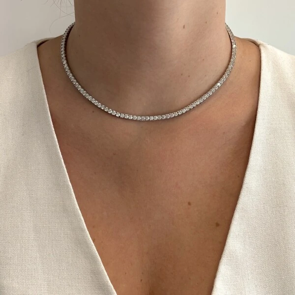 Colar riviera Moissanite 10 pontos prata 925 (40cm)