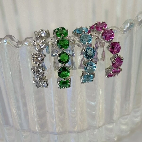 Piercing fake Sofia zircônia água marinha prata 925