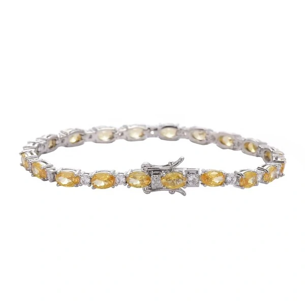 Pulseira riviera Lucy zircônias fancy yellow ródio branco