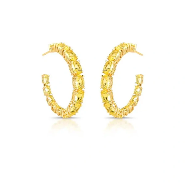 Brinco argola Paris zircônias fancy yellow ouro