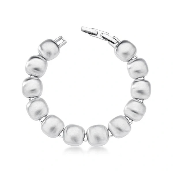 Pulseira bracelete Milano acetinado ródio branco