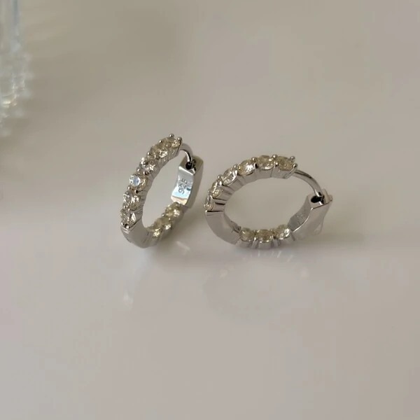 Brinco argola Jenny zircônias fancy yellow prata 925