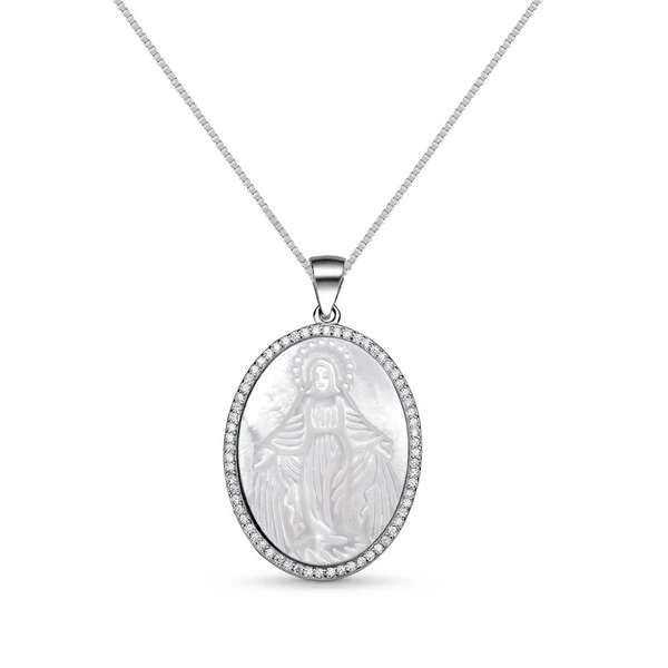 Colar Nossa Senhora das Graças madrepérola prata 925