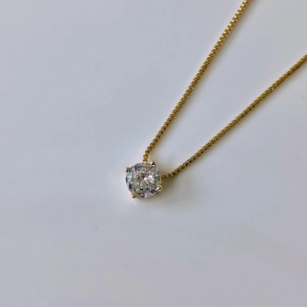 Colar ponto de luz zircônia branca ouro (6mm)