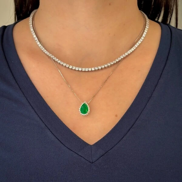 Colar Lola gota esmeralda fusion prata 925