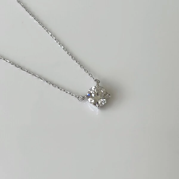 Colar ponto de luz Moissanite 1.0ct prata 925 (6.5mm)