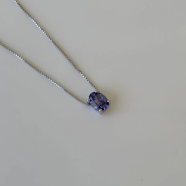 Colar oval zircônia tanzanita prata 925