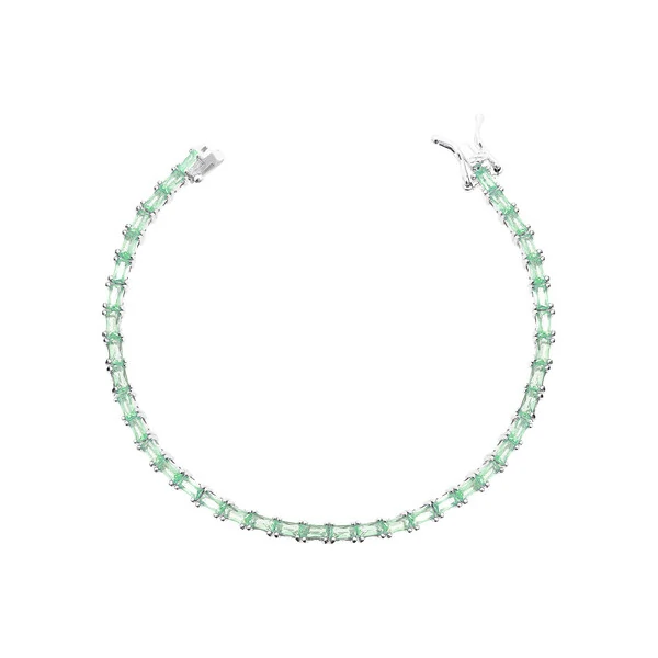 Pulseira riviera Bonnie zircônias esmeralda colombiana ródio branco