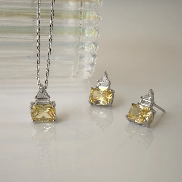 Colar Tróia zircônia fancy yellow ródio branco