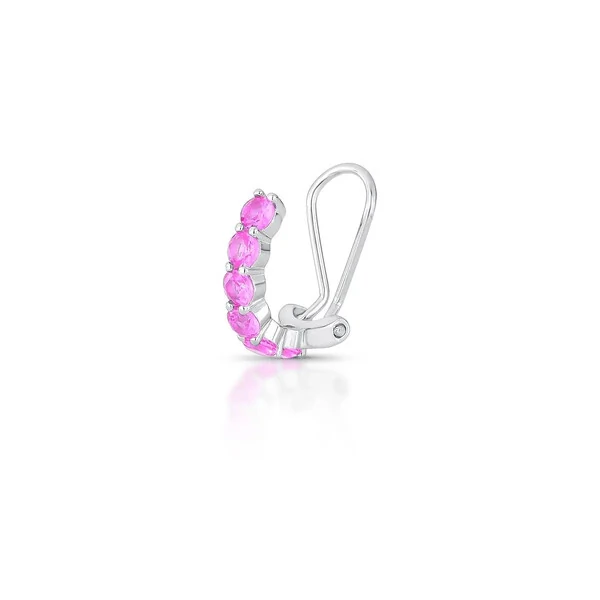 Piercing fake Sky zircônias turmalina pink prata 925