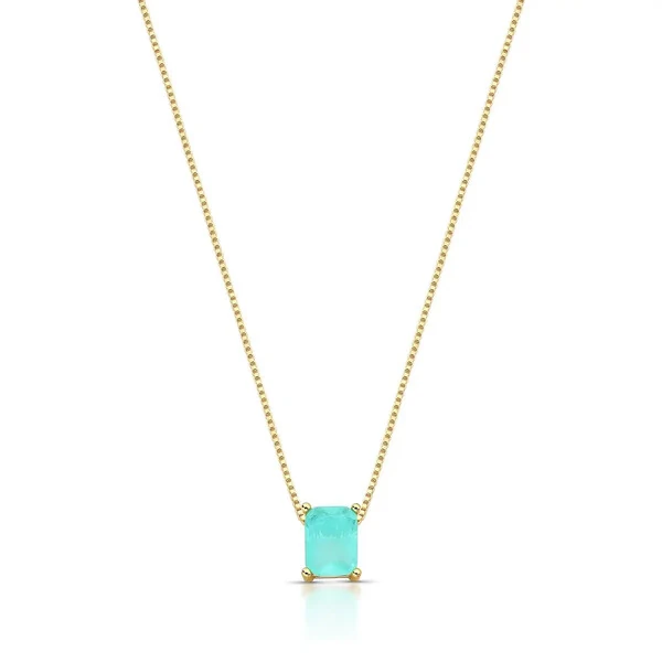 Colar Focus retângulo esmeralda colombiana fusion ouro