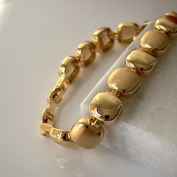 Pulseira bracelete Milano acetinado ouro