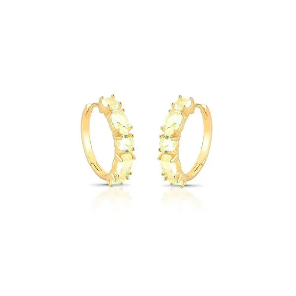 Brinco argola Lana zircônias turmalina menta ouro