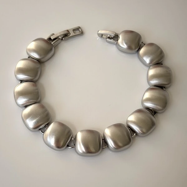 Pulseira bracelete Milano acetinado ródio branco
