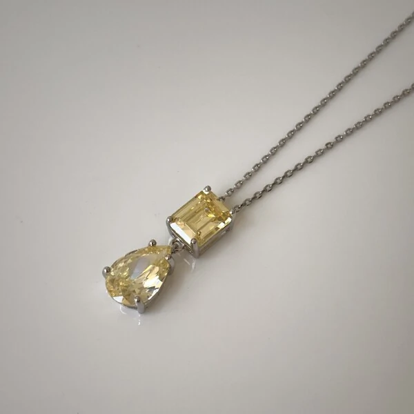 Colar Aurora zircônias fancy yellow ródio branco