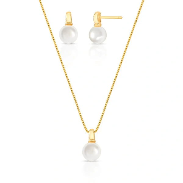 Conjunto Luara pérola ouro