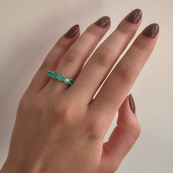 Anel Amélie esmeralda colombiana fusion prata 925