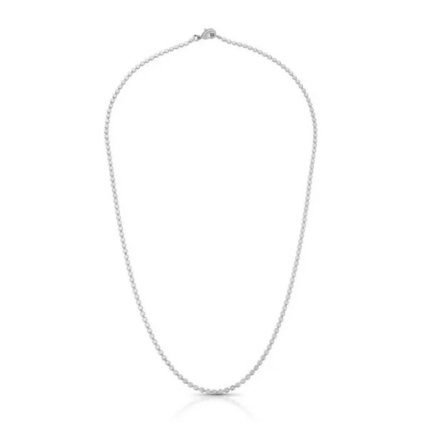 Colar Urban bolinhas lisas achatadas ródio branco (60cm)