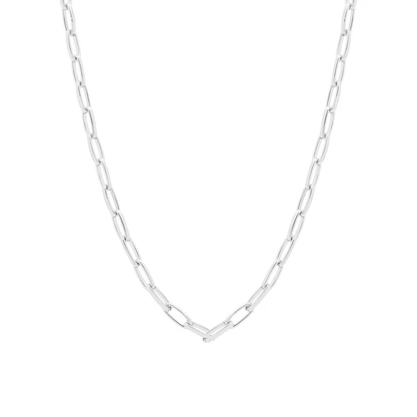 Colar Evie elos retangulares lisos ródio branco