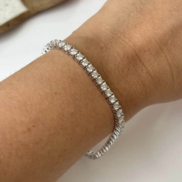 Pulseira riviera Moissanite 10 pontos prata 925 (3mm)