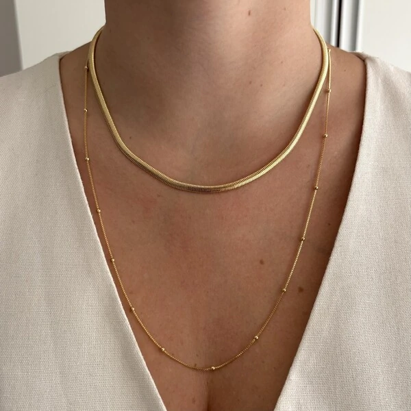 Colar malha laminada ouro (4mm)