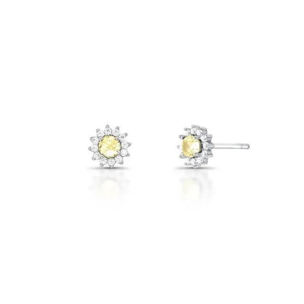 Brinco Molly redondo zircônias fancy yellow ródio branco