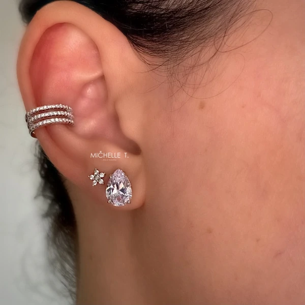 Brinco gota Ivy zircônia branca prata 925