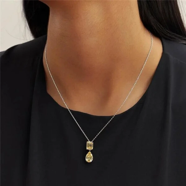 Colar Aurora zircônias fancy yellow ródio branco