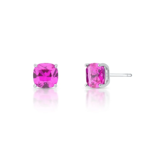 Brinco Tess zircônia turmalina pink prata 925 (8mm)