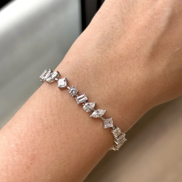 Pulseira riviera Parker zircônias brancas ródio branco