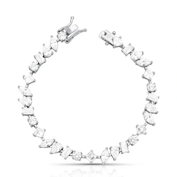 Pulseira riviera Parker zircônias brancas ródio branco