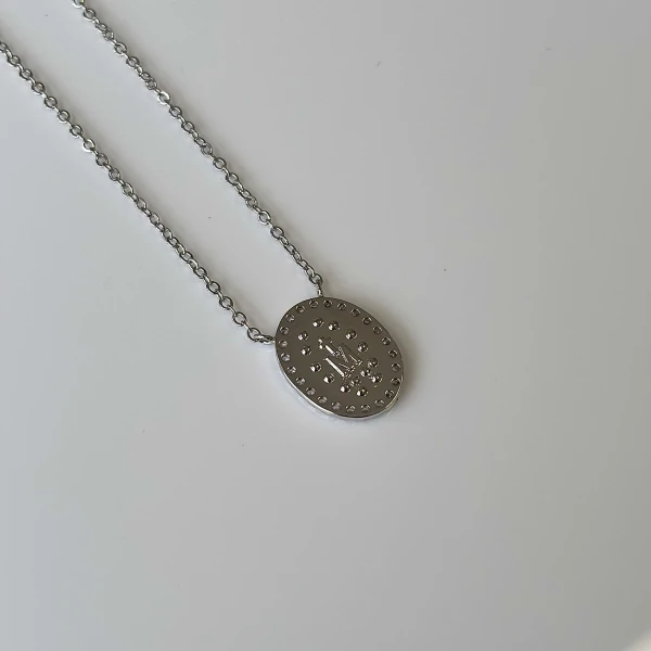 Colar medalha Nossa Senhora das Graças ródio branco