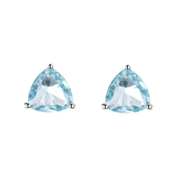 Brinco trillion zircônia água marinha prata 925 (8mm)