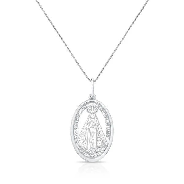 Colar medalha Nossa Senhora Aparecida prata 925