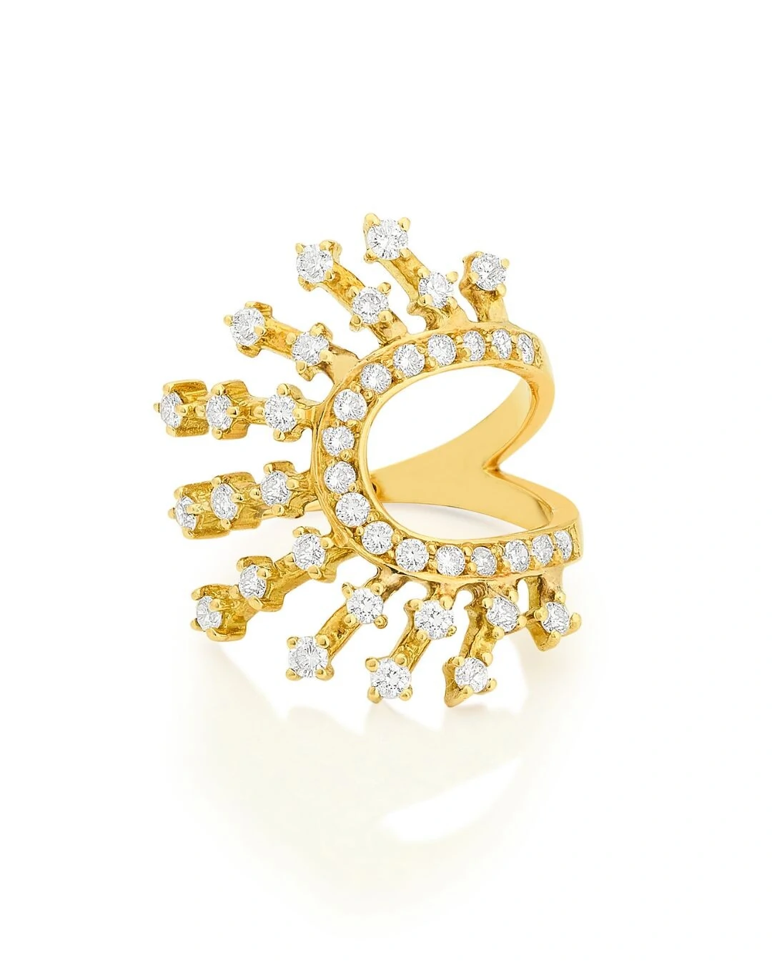 FotoAnel Solar Ouro Amarelo 18k Com Diamantes