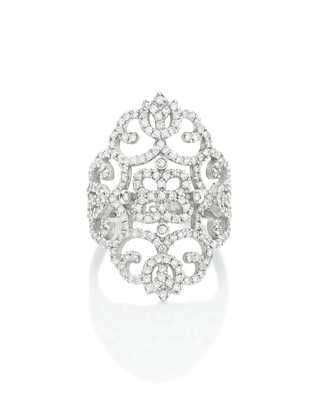 FotoAnel Arabesco Ouro Branco 18k Com Diamantes