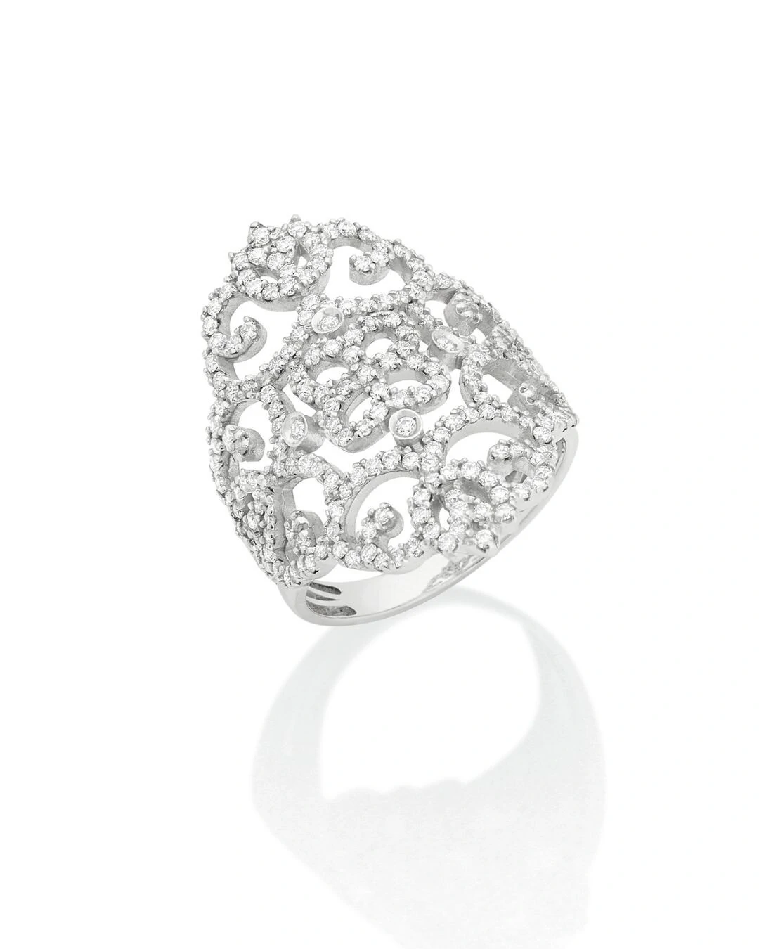 FotoAnel Arabesco Ouro Branco 18k Com Diamantes