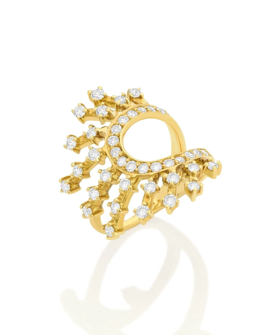 FotoAnel Solar Ouro Amarelo 18k Com Diamantes