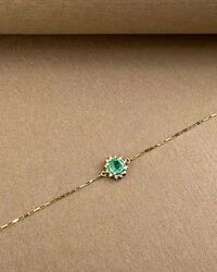 Pulseira Ouro 18k com Esmeralda e Brilhantes