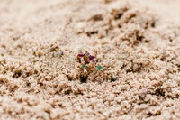 Brinco Ouro 18K com Esmeralda, Rubi e Brilhantes - Conhaque