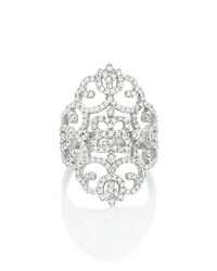 Anel Arabesco Ouro Branco 18k Com Diamantes