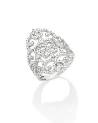 Anel Arabesco Ouro Branco 18k Com Diamantes