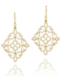 Brinco Ouro Amarelo 18K Arabesco e Brilhantes