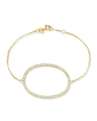 Pulseira Ouro Amarelo com Centro Oval Cravejado de Brilhantes