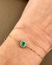 Pulseira Ouro 18k com Esmeralda e Brilhantes